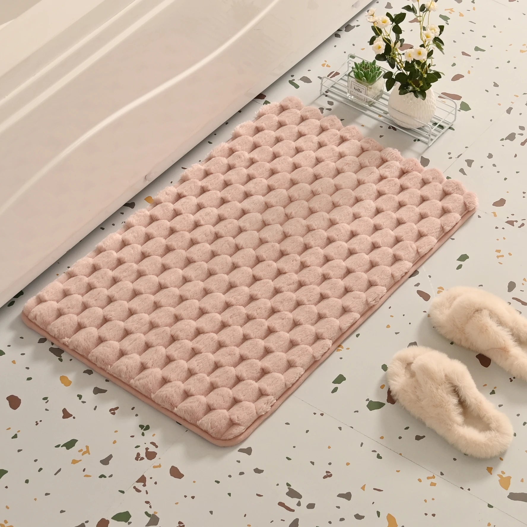 Modern Style Quick Dry Cotton Bathroom Floor Mat Memory Foam Flannel Non-Slip PVC Bottom Home Use Toilet Polyester Kitchen