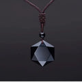 New Arrival Black Obsidian Star Pendant Rope Necklace Lucky Love Crystal Natural Stone Necklace Jewelry