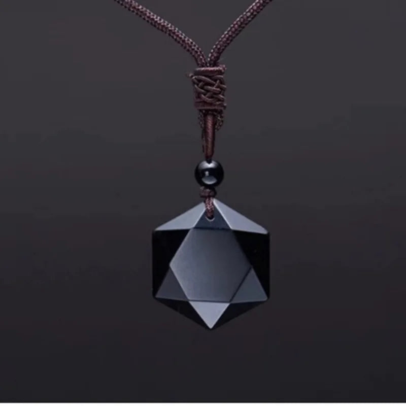 New Arrival Black Obsidian Star Pendant Rope Necklace Lucky Love Crystal Natural Stone Necklace Jewelry