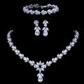 Wholesale Luxury Bridal Wedding Jewelry Set Personality Necklace Earring Bracelet Shiny Flower Zircon Jewelry Set for Women