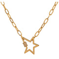 JINYOU 1762 New Stylish Gold Chain Necklace Stainless Steel Star CZ Necklace for Women