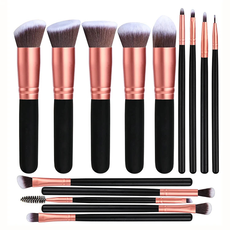 2023 Best Seller Rose Gold Synthetic Makeup Brushes 14pcs Makeup Brush Set Private Label Make up Brushes