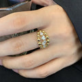 Ruyi Wholesale Unique Design Diamond Gold Bead Heart Oval Pear Diamond Ring 18k Gold for Wedding Bands or Jewelry Use