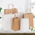 KM White and Brown Kraft Paper Twisted Handle Shopping Carrier Bag With Logo Printed