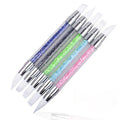 TAMAX NAB014 5-Piece Super Soft Silicone Nail Art Brush with Multi-Style Double Head for Manicure Design and Rhinestone Dotting