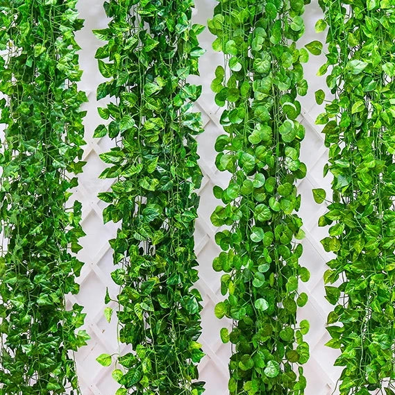 220cm Simulated Ivy Green Radish Grape Leaf Green Plant Indoor and Outdoor Home Courtyard Ceiling Staircase Decor Fake Vines