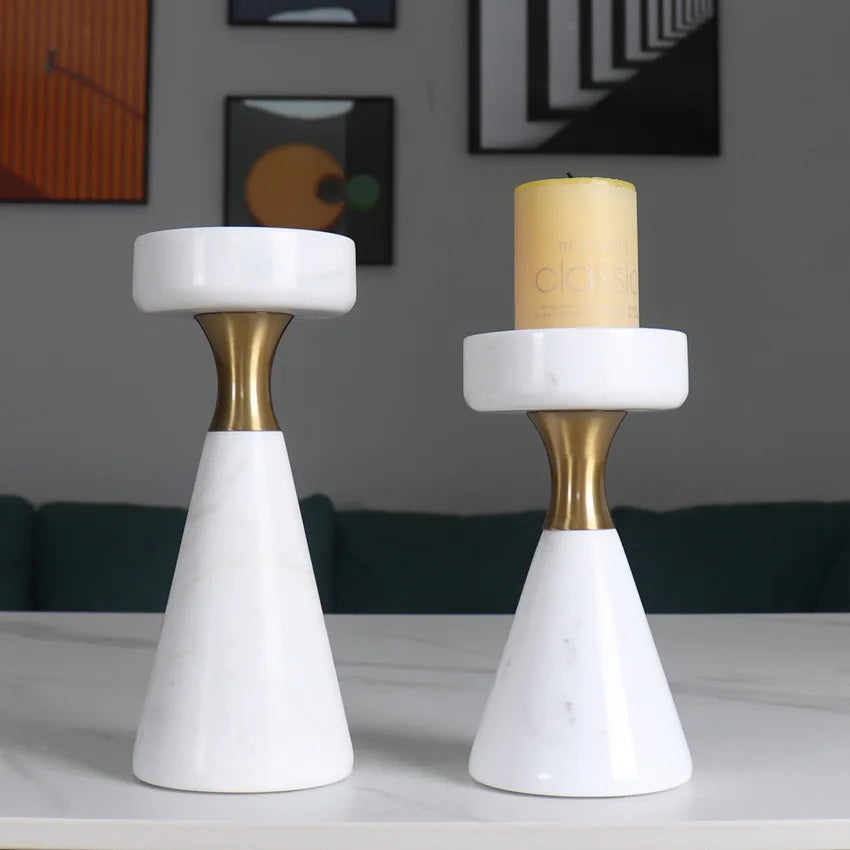 Hot Selling Vintage Candle Holder Oem Odm Nordic Marble White Candle Jar Set Luxury