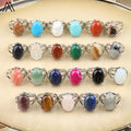 Oval Cabochons Gemstone Bead SIlver Ring for Women Men Jewelry Gift