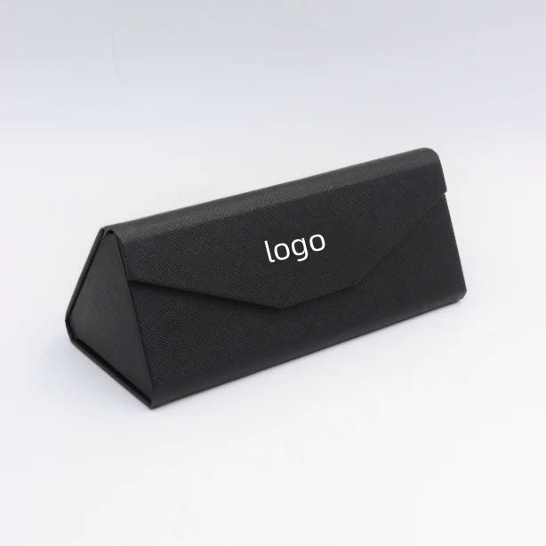 Wholesale Eyewear Optical Hard case Foldable Sunglasses Leather Triangle Glasses case Custom logo Folding Sunglasses case Box