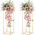 Dropship Gold Wedding Arch with Acrylic Panel Metal Board Floor Vase Column Flower Stand for Centerpiece Wedding Decoration