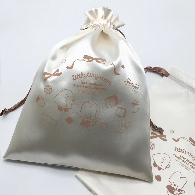 Custom Small Silk Wigs Packing Dust Bags Drawstring Gift Bag for Cosmetic Jewellery Satin Bag