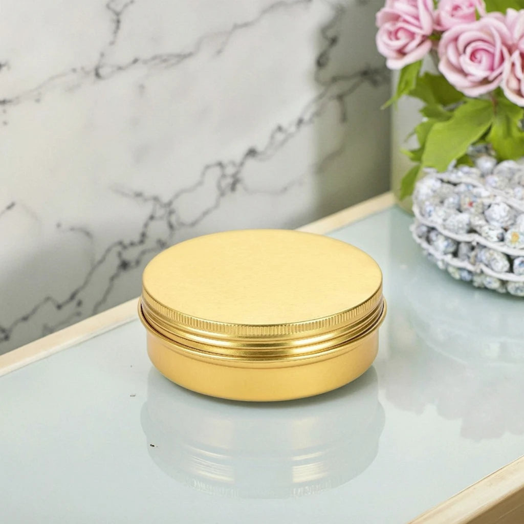 Custom Empty 3oz Gold Aluminum Tin Jars Lid Matte Cylinder Shaped Cosmetic Packing Containers