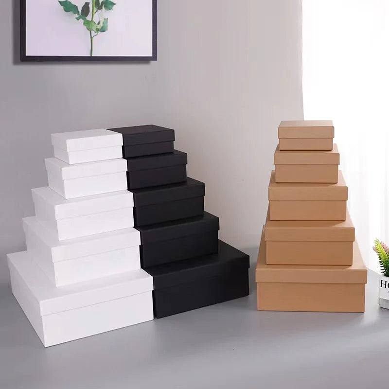 Luxury White Black Kraft Paper Heaven and Earth Cover Paper Gift Box for Cosmetics Scarf Clothing Shoes Packaging