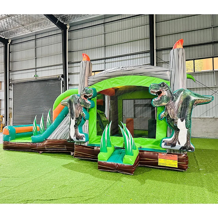 Bouncy Castle Inflatable Jumpers Playground Dinosaur Bounce House Combo with Slide MegaBDM