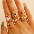 Wholesale Stocked Alloy Christmas Deer Head Snowman Tree Ring
