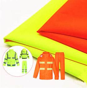 Wholesale Stock EN20471 300D Polyester Oxford PU Milky Coated 1500mm Waterproof Fluorescent Fabric for Safety Vest Workwear