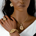 Dubai 14k Gold Plated Bow Infinite Water Drop Wedding Bride Jewelry Sets for Women