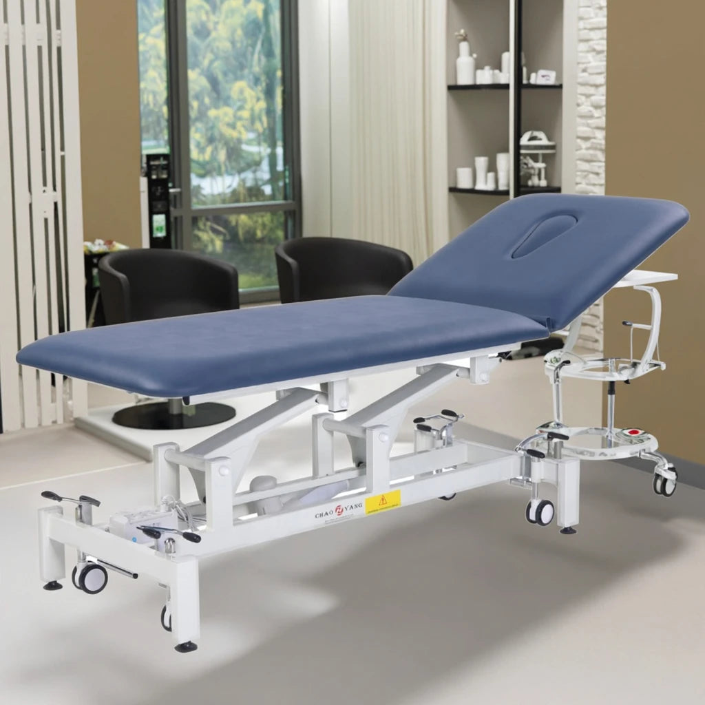 2 Section Electric Stainless Steel Modern Treatment Table Stretcher Adjustable Hi-Lo Clinical Physiotherapy Bed Massage