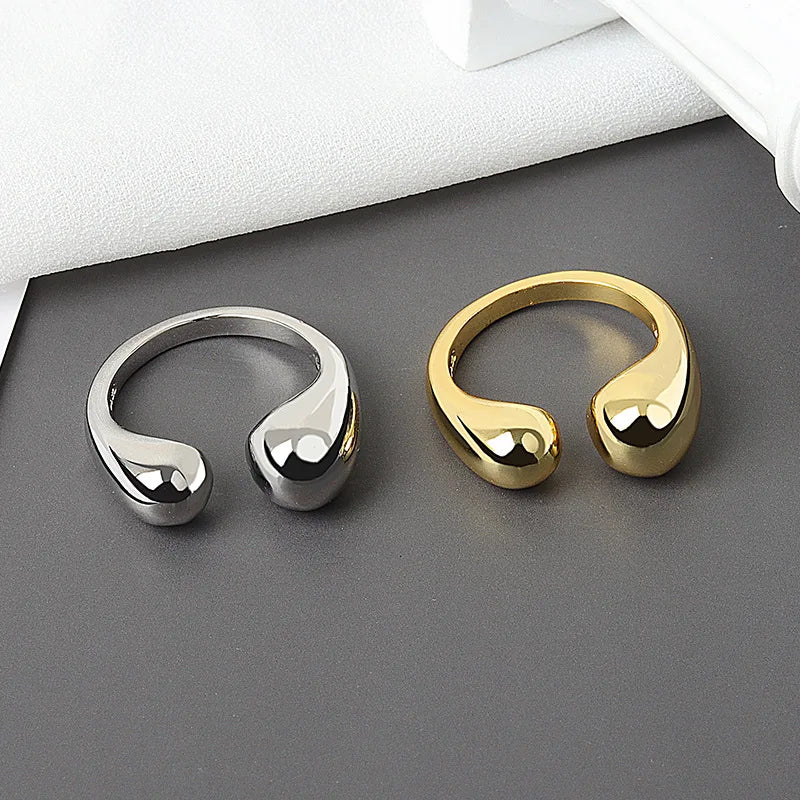 SC Hot Selling Fashion Silver Gold Geometric Rings Trendy Smooth Open Rings Vintage Finger Statement Rings for Women