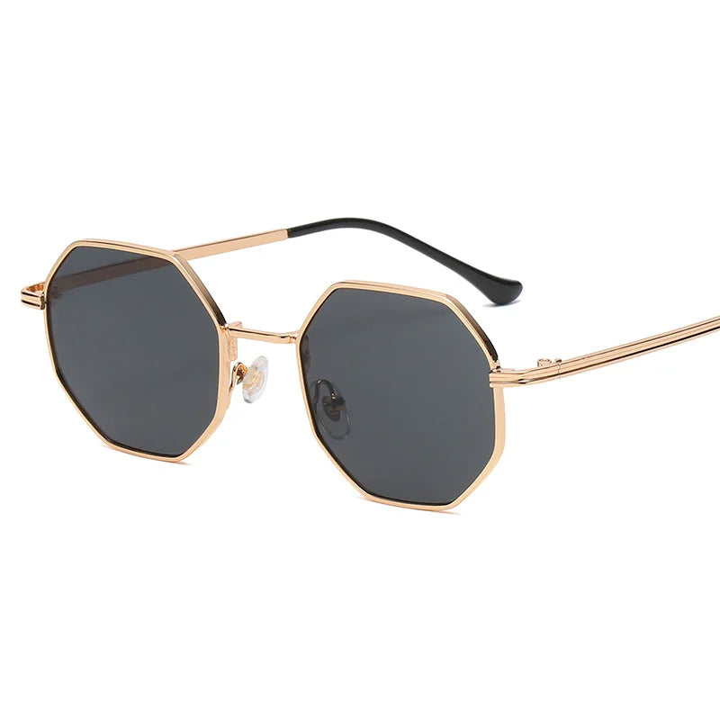 Custom Fashion Metal Frame Polygon Sun Glasses Retro Designer Vintage Mens Women Sunglasses 2025
