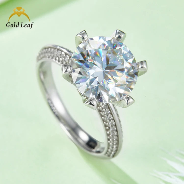 Goldleaf 5CT D Color VVS Moissanite Heart Shape Classic Engagement Ring Silver Plated Third Party Certified Wedding Rings