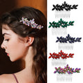 Fashion Colorful Crystal Hair Comb Bridal Handmade Pearls Hair Comb Wedding Headdress Elegant Hair Accessories for Wedding