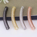 5*37mm CZ Metal Copper Micro Pave CZ Curved Pipe BeadCubic Zirconia Tube Connector Beads for Jewelry Making