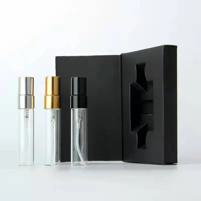 3ml 5ml 10ml Custom Perfume Spray Bottle with Paper Box Packaging White Card Paper Black Card Paper Glass Perfume Bottle