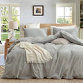 Light Grey 100% Cotton Quilt Cover Bedding Set Bed Bedding 3 PCS Duvet Cover Bed Covers Queen Size
