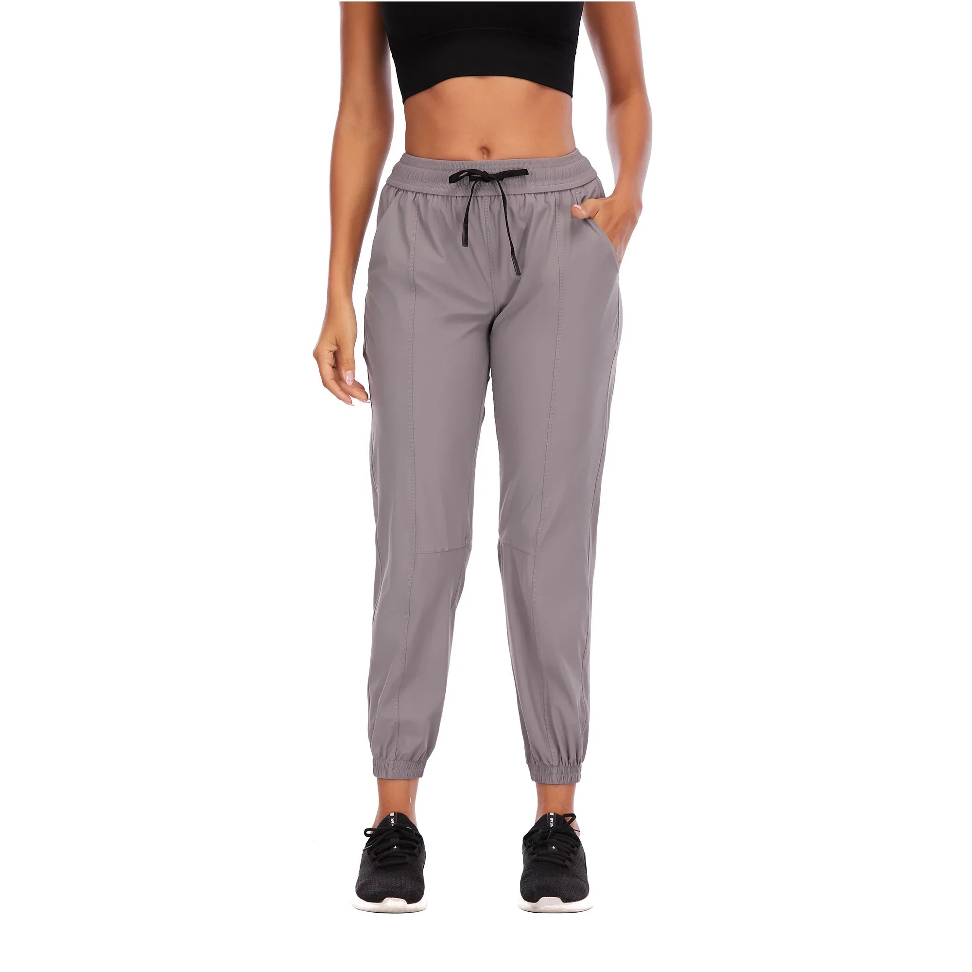 Custom Relaxed Fit Athletic Workout Casual Solid Color Elastic Waistband Women's Joggers Pants With Pockets and Drawstring