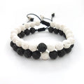 Natural Gemstone Essential Oil Diffuser Bracelets Adjustable Natural Lava Stone Rock Braided Rope Bracelet for Couples