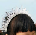 Diy Hot Sale Baroque Crown Wide Crystal Hairband Handmade Natural White Crystal Headband Wedding Hair Jewelry Accessories Souvenirs Gift