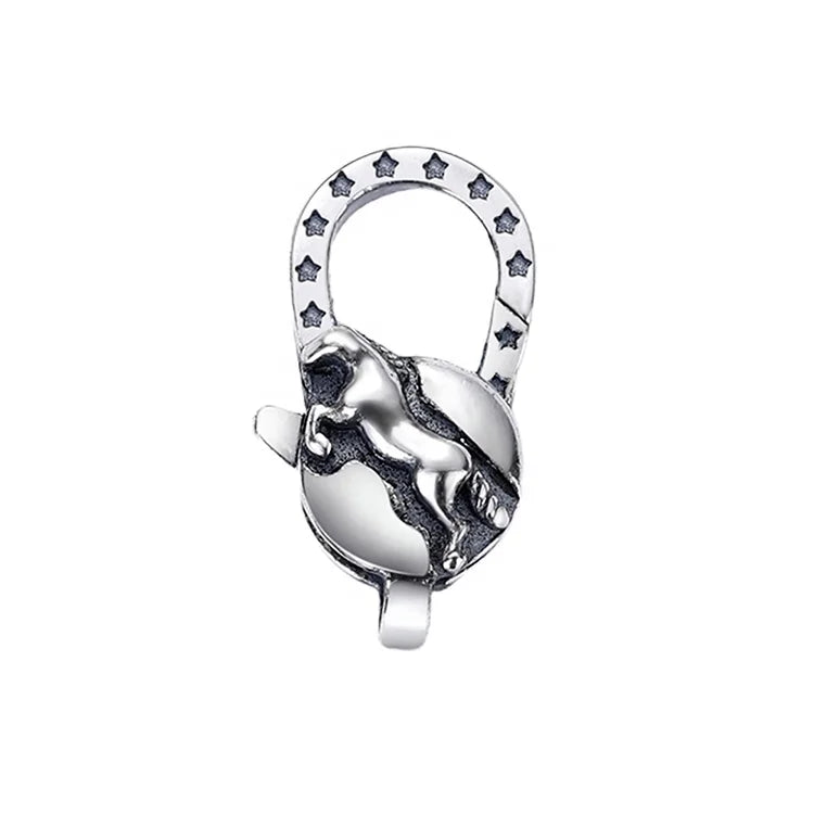 Oxidized 925 Sterling Silver Pegasus Lobster Claw Clasp Flying Horse Animal Connector Findings for Bracelet & Necklace