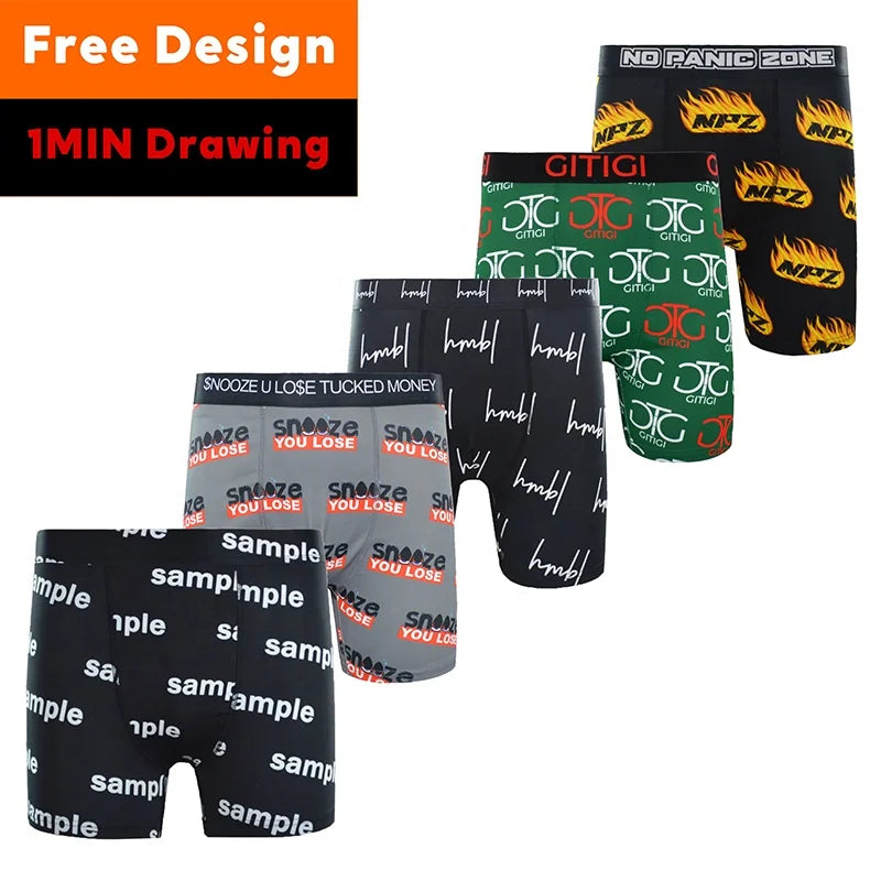 Popular Letter Print Custom Men Underwear Logo Boxer Para Hombre Wholesale Man Boxer Shorts