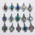 Rotatable Crystal Pendant Different Material Natural Crystal Flower Agate Malachite Pendant for Decoration
