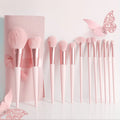 Wholesale 12pcs Cute Pink Vegan Makeup Brush Set Soft Synthetic Hair Plastic Handle Face Concealer Shaving Brushes