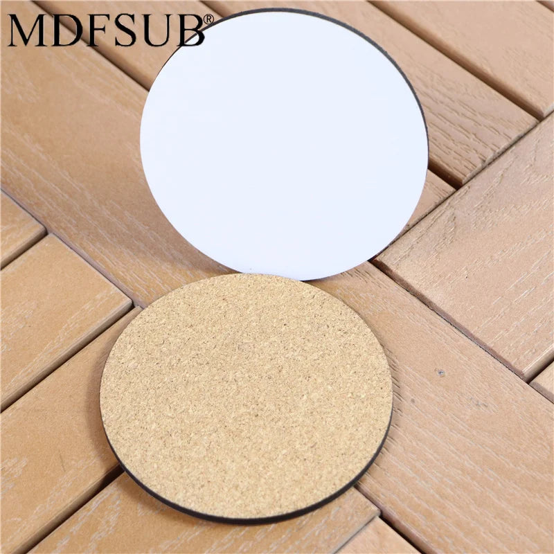 MDFSUB DIY Round shape 4mm thick sublimation wooden mdf coaster 90x90mm circle glossy white blanks sublimation mdf coasters