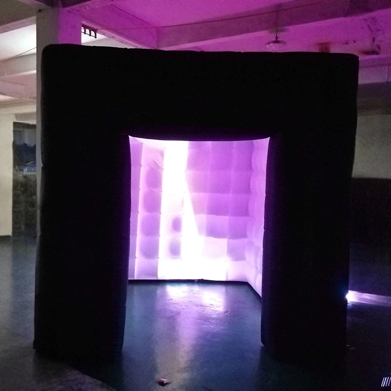 Multifunctional Black Advertising Inflatable Cube Tent Custom Inflatable Nightclub Tent with Light Inflatable Photo Booth