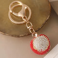 Fashion Accessories Crystal Litchi Pendant Car Keyring Bling Red Rhinestone Fruit Lychee Charm Keychain for Bag
