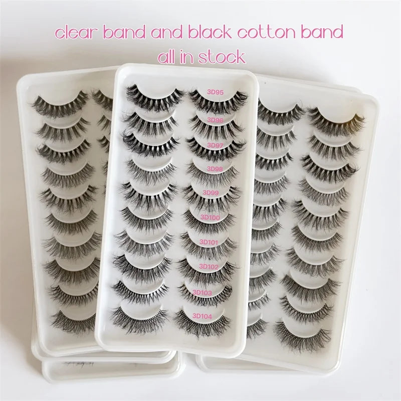 Wholesale Ultra Lightweight Soft Band Self-adhesive Reusable False Faux Mink Full Strip Eyelashes 3D Human Hair Natural Strip