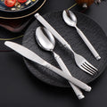 High-End Luxury Stainless Steel Mirror Cutlery Flatware Dinnerware Sets Knife Fork Spoon with Rome Pillar Handle Design