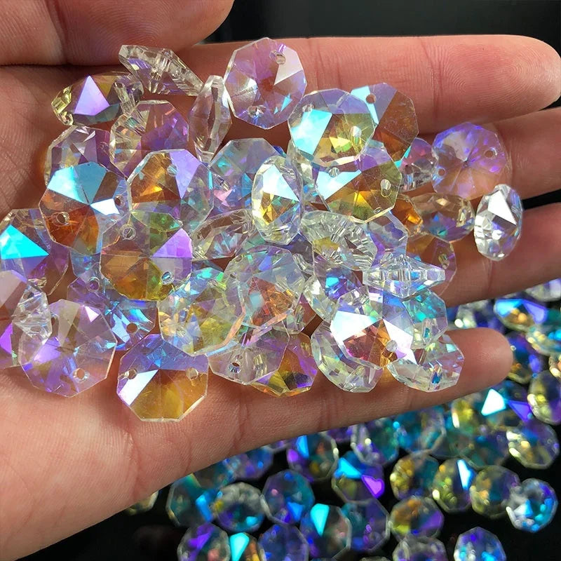 Wholesale Various Color 14mm Ab K9 Crystal Glass Flower Chandelier Parts Octagonal Faceted Gorgeous Octagon Beads