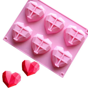 8 Heart Silicone Cake Mold 3D Diamond Love DIY Baking Candle Mold Modelling Decor Tools Handmade Cupcake Jelly Cookie Muffin Mak