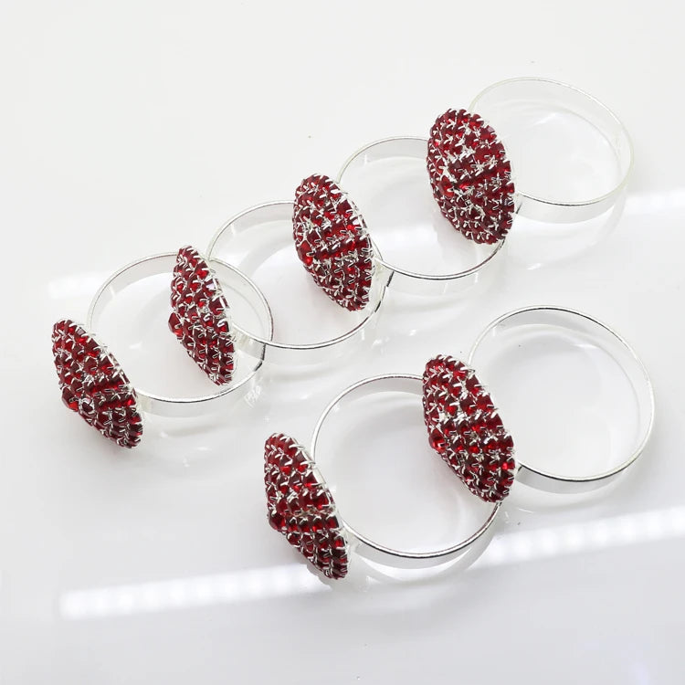 Wholesale Red Rhinestone Napkin Rings for Hotel Banquet Event Table Napkin in Stock