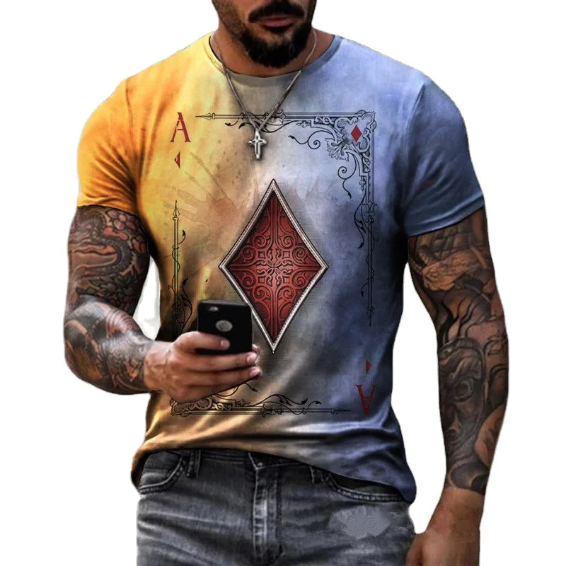 Unisex Oversized 3D Short Sleeve Crew Neck Shirt Heavyweight Plus Size Vintage Retro Style Screen Fashionable for Men Women
