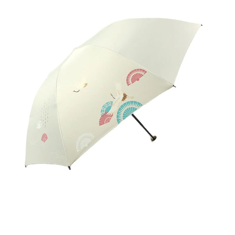 Large Manual Umbrella 8 Rib Windproof 3 Fold Umbrella for Business Cross-Border Dual Sun and Rain Umbrella Chinese Style
