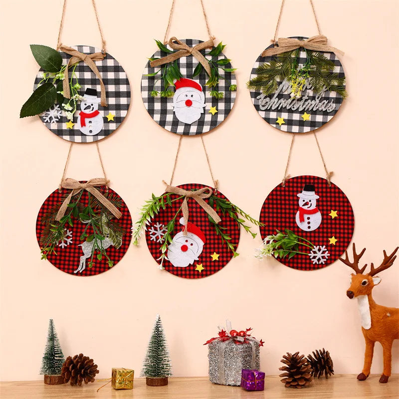 Factory Price Christmas Wooden Pendant Wall Hanging Ornaments Door Xmas Dec Merry Christmas Decor for Home Happy New Year