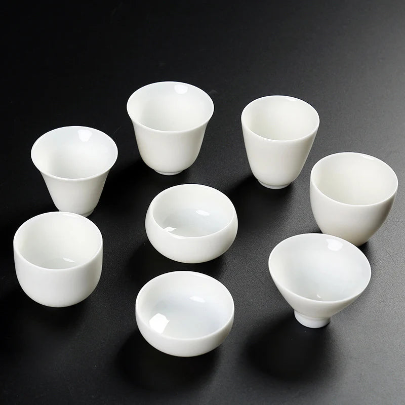 45/55/60/70/75/80ml White Porcelain Tea Cup Kung Fu Ceramic Tea Cup Small Cup Master Mug White Handleless  Coffee Mug