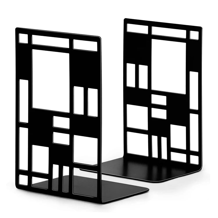 Custom Laser Cutting Tree Shadow Bookend Hollow-Out L Shaped Bookcases Holder Black Book Metal Bookend Stand