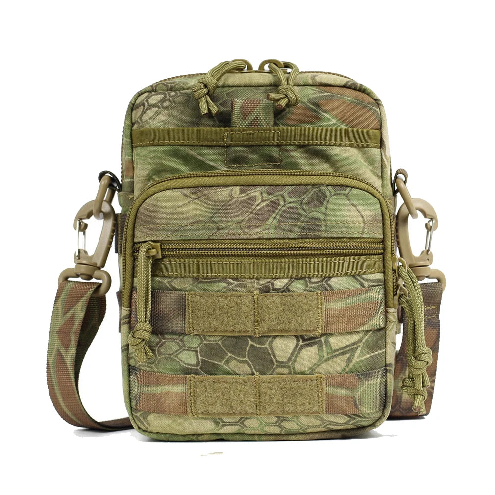 Outdoor Tactical Small MOLLE Accessory Bag Multi-Functional Nylon Crossbody Waterproof Wear-Resistant Camouflage Shoulder Zipper
